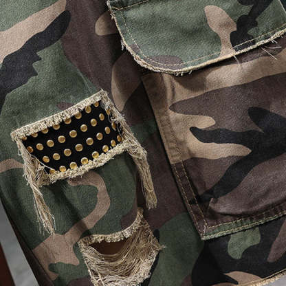 ⏰🔥50% off for a limited time + free shipping🔥⏰Men's studded camouflage cargo shorts
