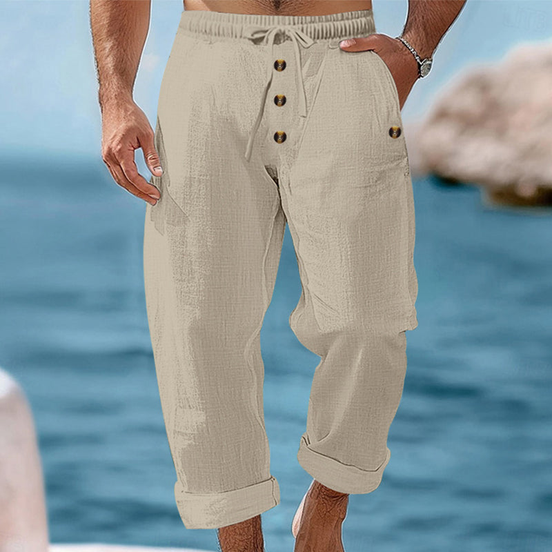 👖 Men's Casual Linen Drawstring Pants – lightweight, breathable & comfortable – with elastic waistband & drawstring – perfect for everyday wear, office & leisure