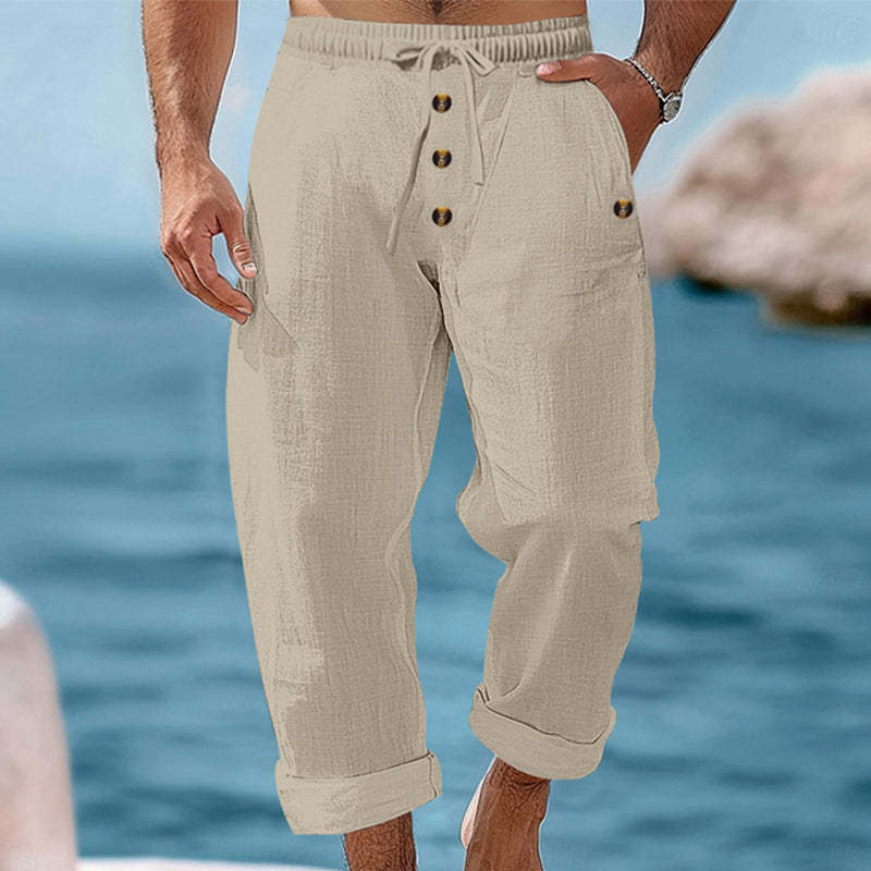 👖 Men's Casual Linen Drawstring Pants – lightweight, breathable & comfortable – with elastic waistband & drawstring – perfect for everyday wear, office & leisure