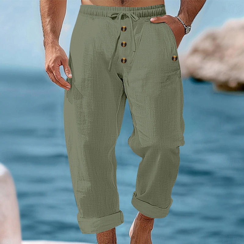 👖 Men's Casual Linen Drawstring Pants – lightweight, breathable & comfortable – with elastic waistband & drawstring – perfect for everyday wear, office & leisure