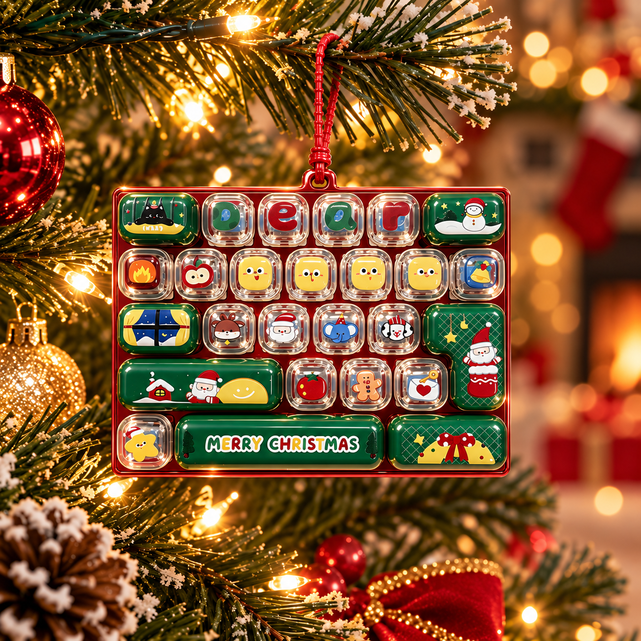 Crystal-style transparent Christmas keycaps