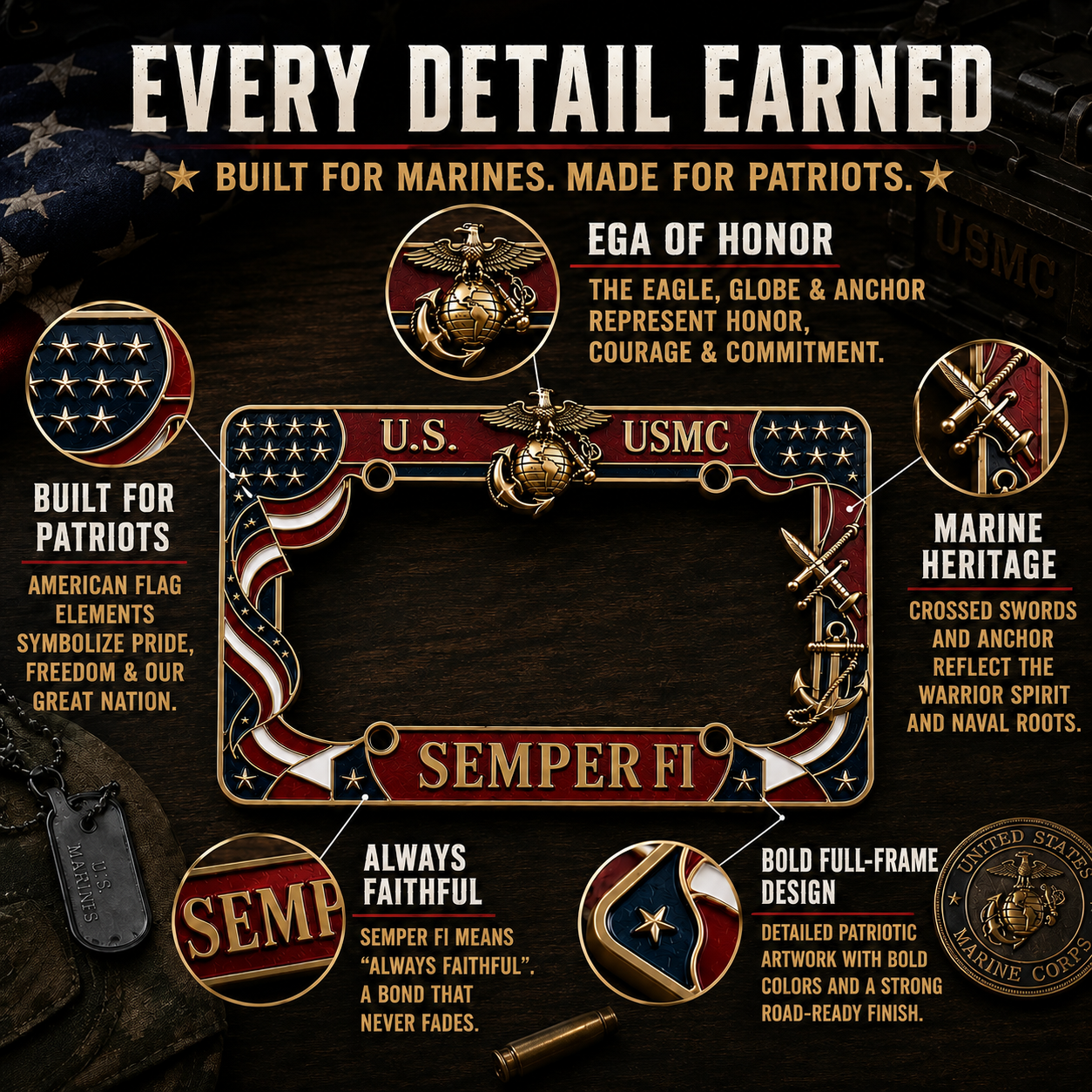 🔥LAST DAY 70% OFF- U.S. Marine Corps Semper Fi License Plate Frame