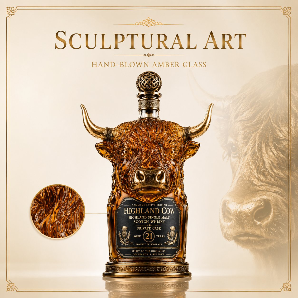 🔥LAST DAY 70% OFF -Scottish Highland Cow Whisky Bottle