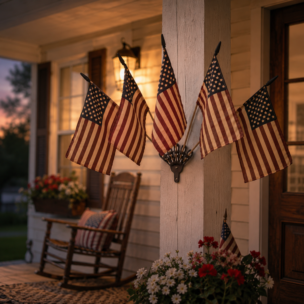 🇺🇸 Celebrate America's 250th Anniversary🎉 | Five Tea-Stained Flags Rustic Cast Iron Wall Display