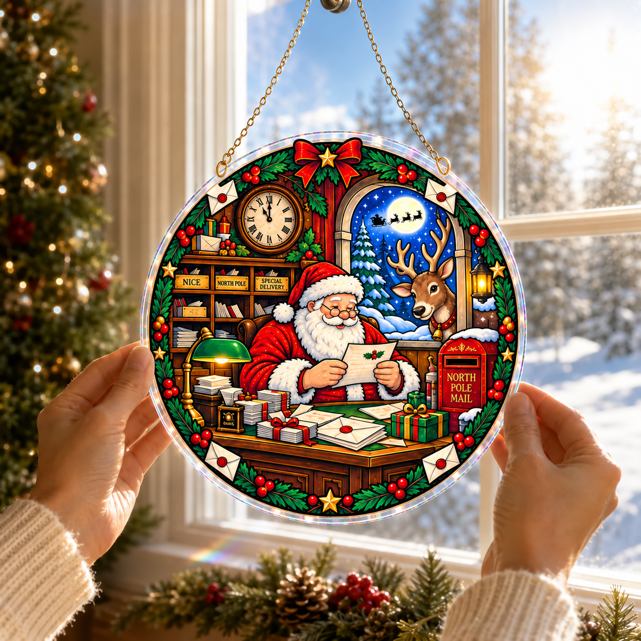finished Christmas window ornament