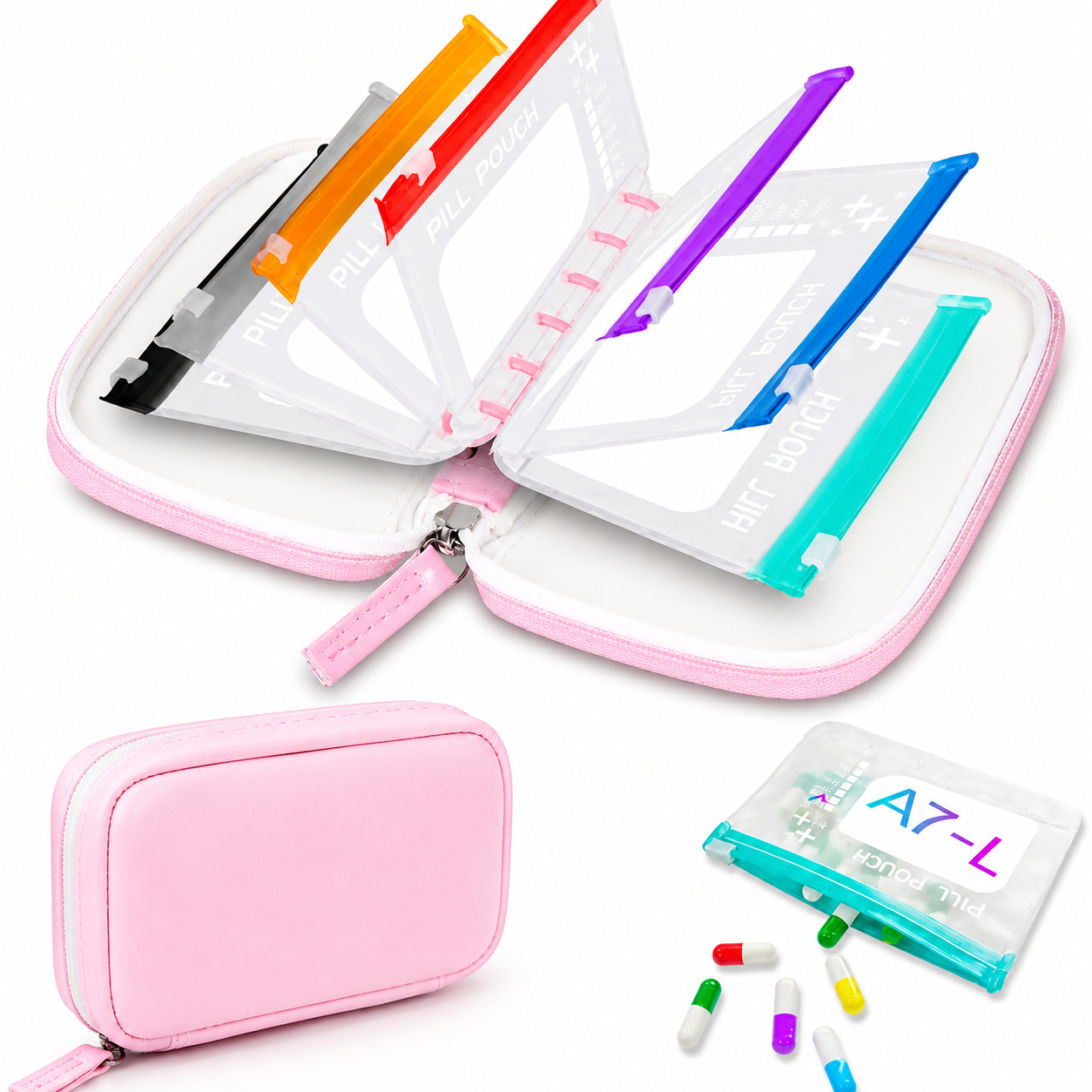 💊A8 Waterproof Pill Pouch Set – 7 to 14 Days of Meds & Vitamins💧Waterproof & Crush-Resistant Shell