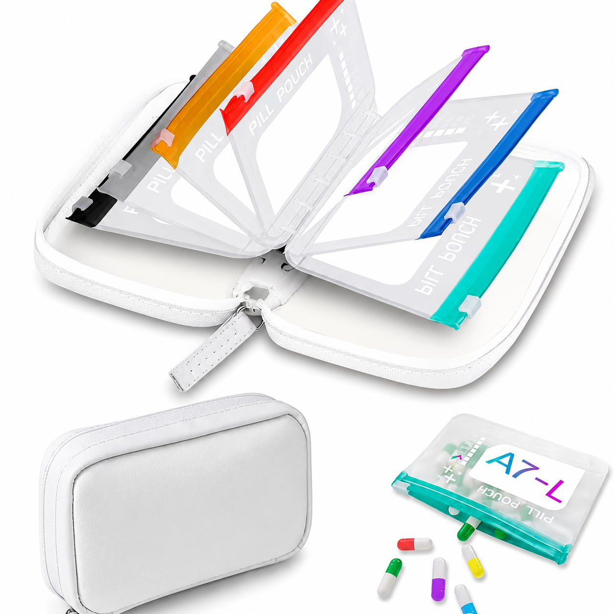 💊A8 Waterproof Pill Pouch Set – 7 to 14 Days of Meds & Vitamins💧Waterproof & Crush-Resistant Shell