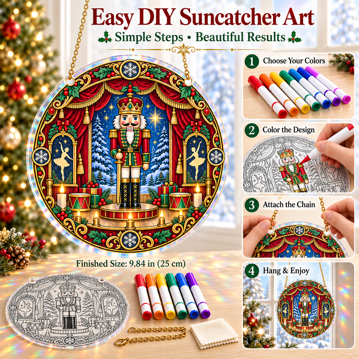 four simple steps to make Christmas suncatcher