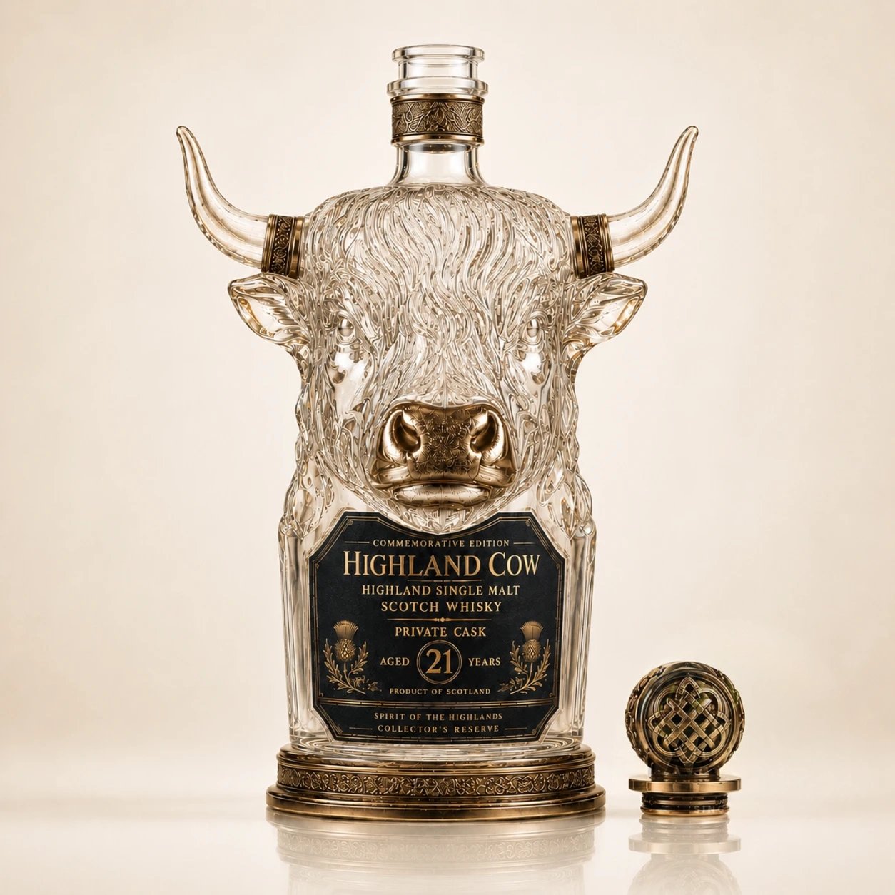 🔥LAST DAY 70% OFF -Scottish Highland Cow Whisky Bottle
