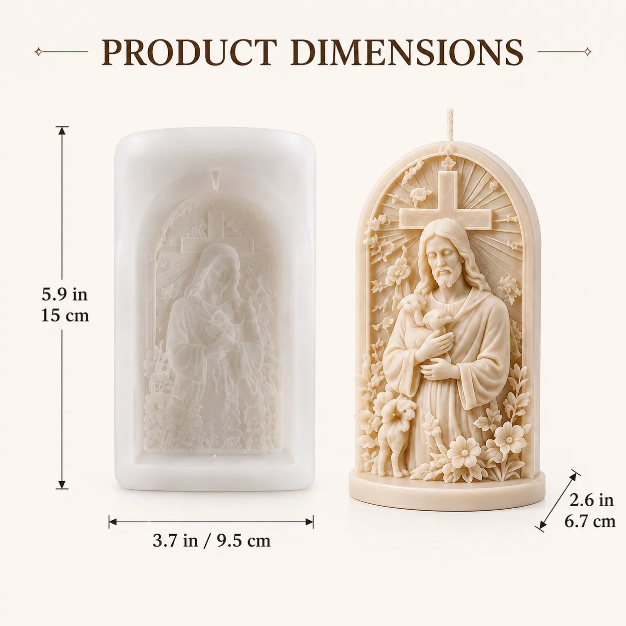⏳70% OFF – ✝️ Good Shepherd Jesus 3D Candle Mold Set
