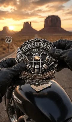 š„LAST DAY 50% OFF-Old Fuckers Club ā Miles of Mischief Motorcycle Emblem