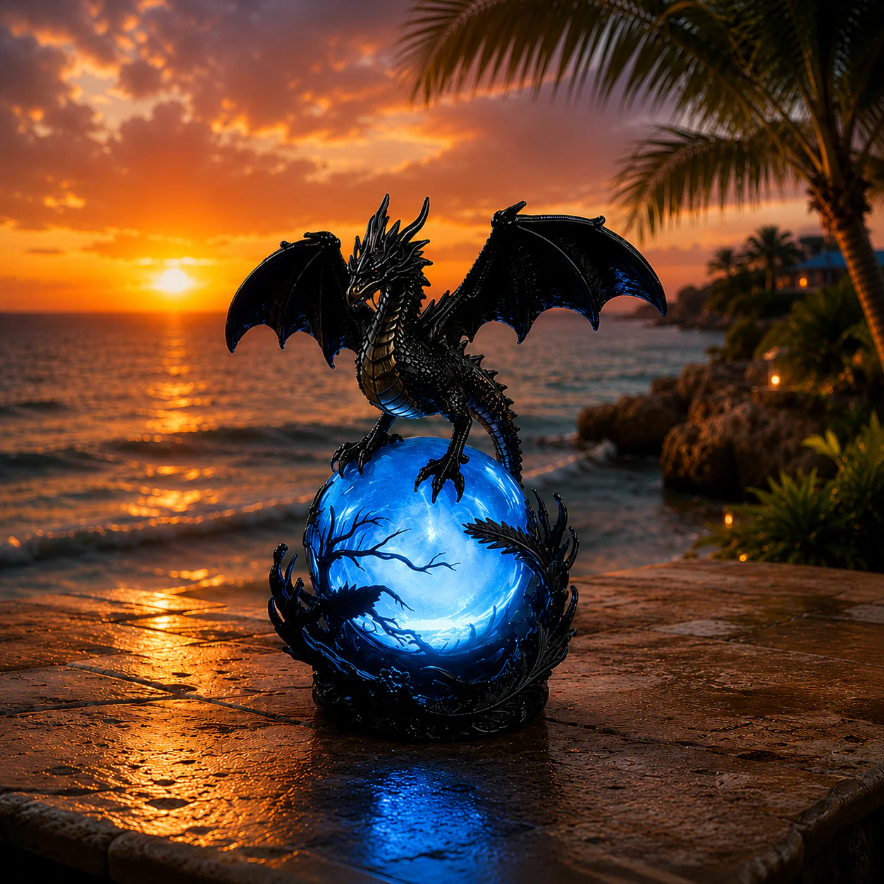 🔮🐉Gothic Dragon LED Crystal Ball Lamp for Dark Aesthetic Decor✨
