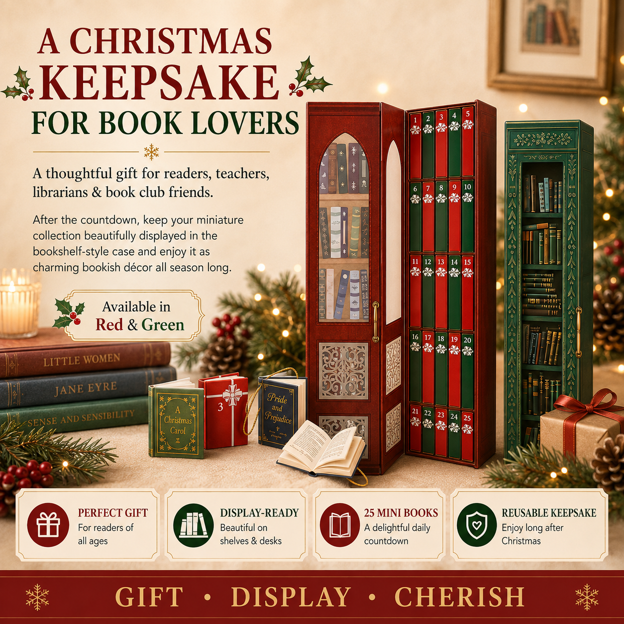 🔥 Last 40pcs 🎉📚 25-Day Mini Book Advent Calendar – A Book Lover's Christmas Countdown
