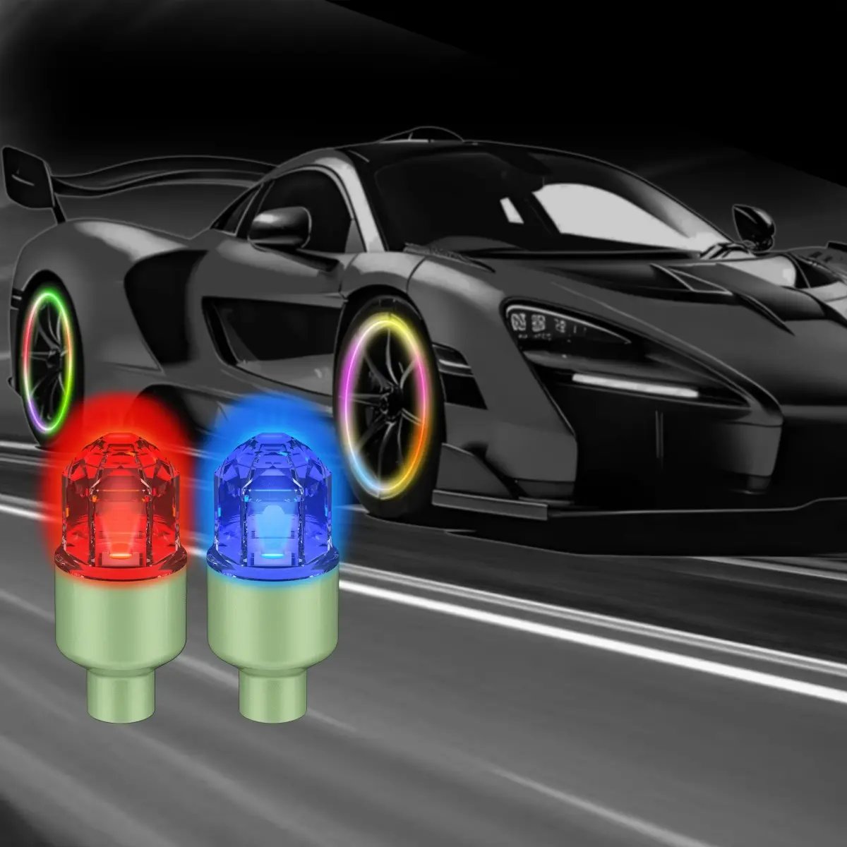 🔥LAST DAY 50% OFF✨ Vibration-Sensitive LED Tire Valve Caps🏎️