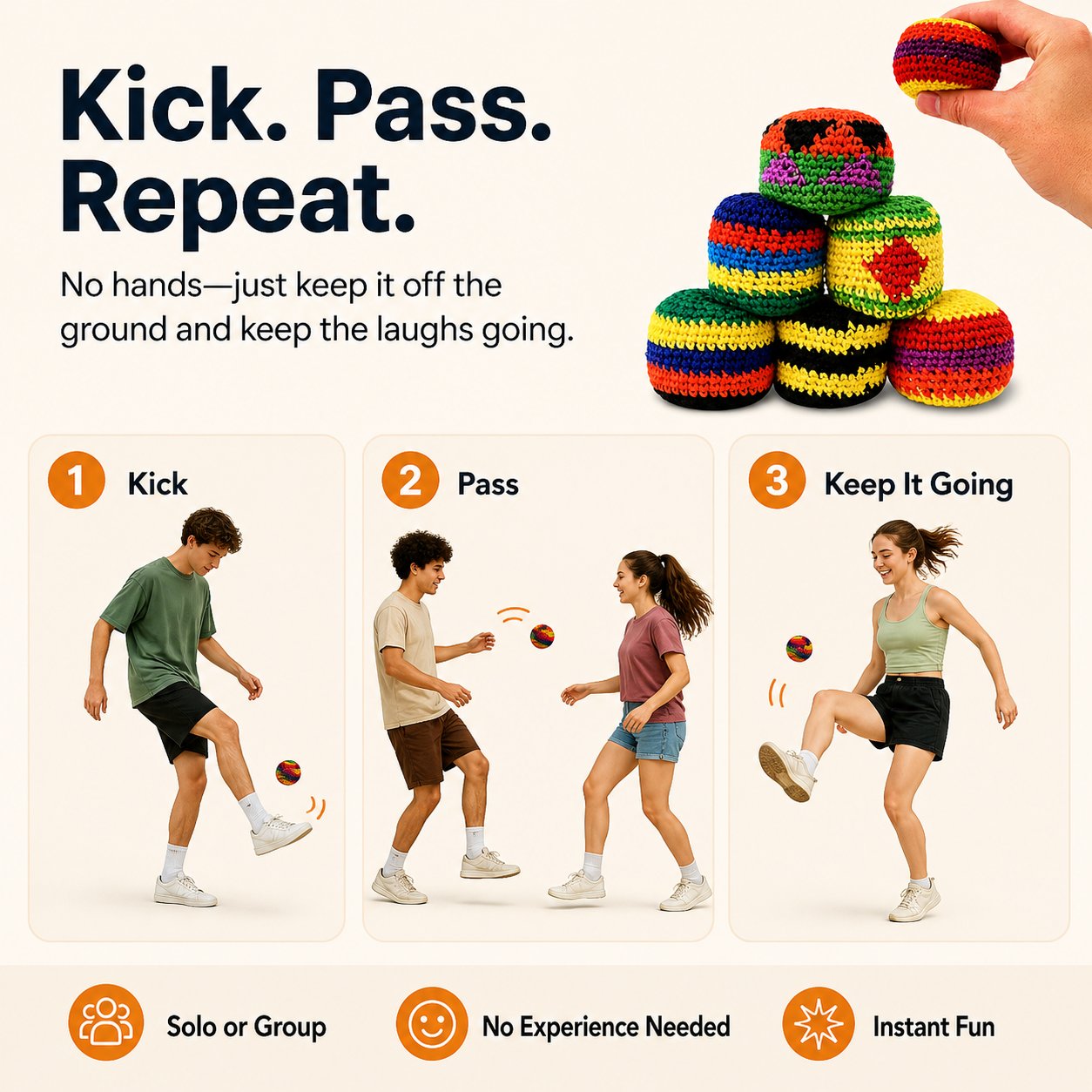 🔥 Summer Sale Up to 70% OFF!🟣6/12/24PCS Knitted Hacky Sack Set