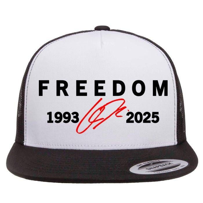 Freedom Red Signature 1993-2025 Faith Christian Truth Rest In Peace RIP Flat Bill Trucker Hat Baseball Cap