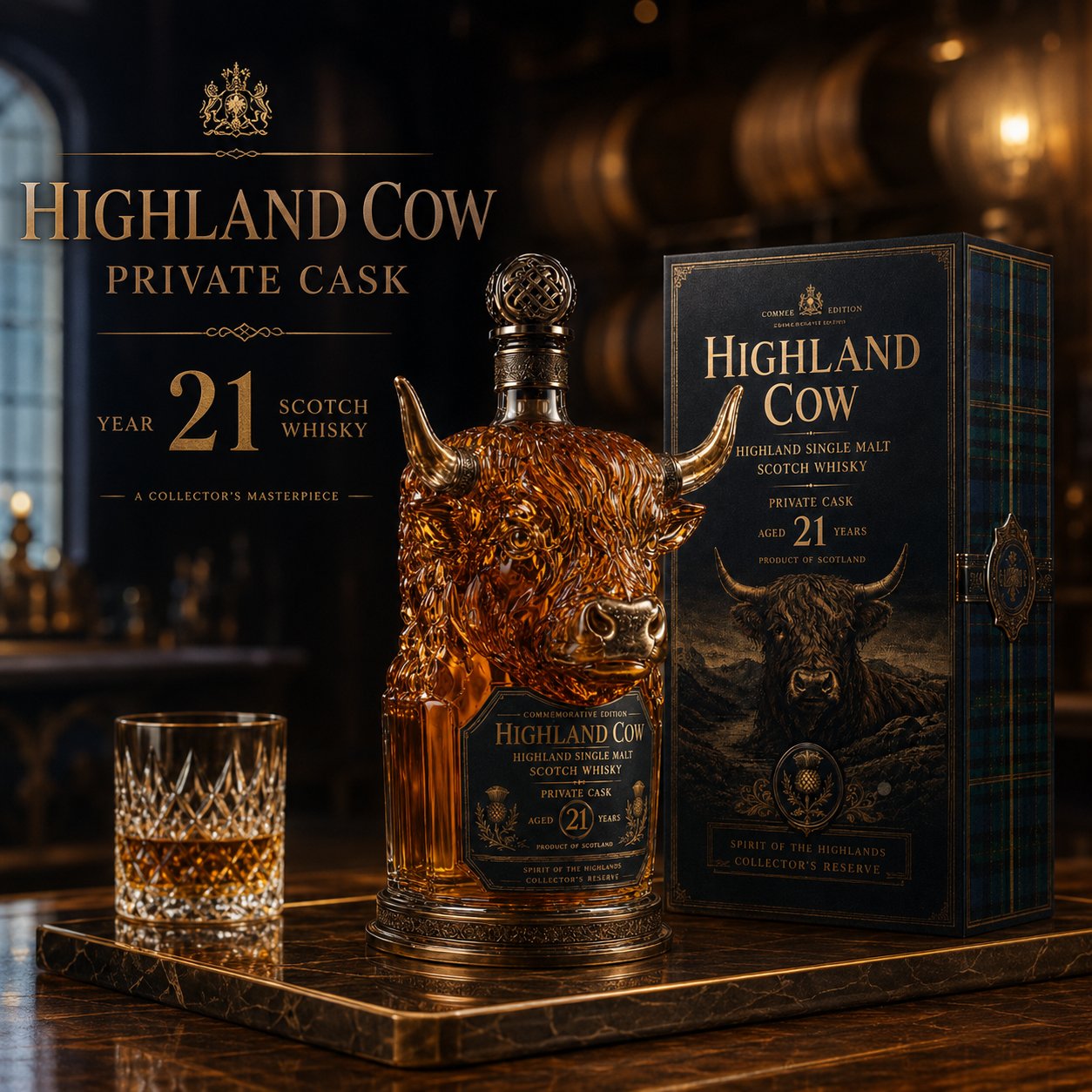🔥LAST DAY 70% OFF -Scottish Highland Cow Whisky Bottle