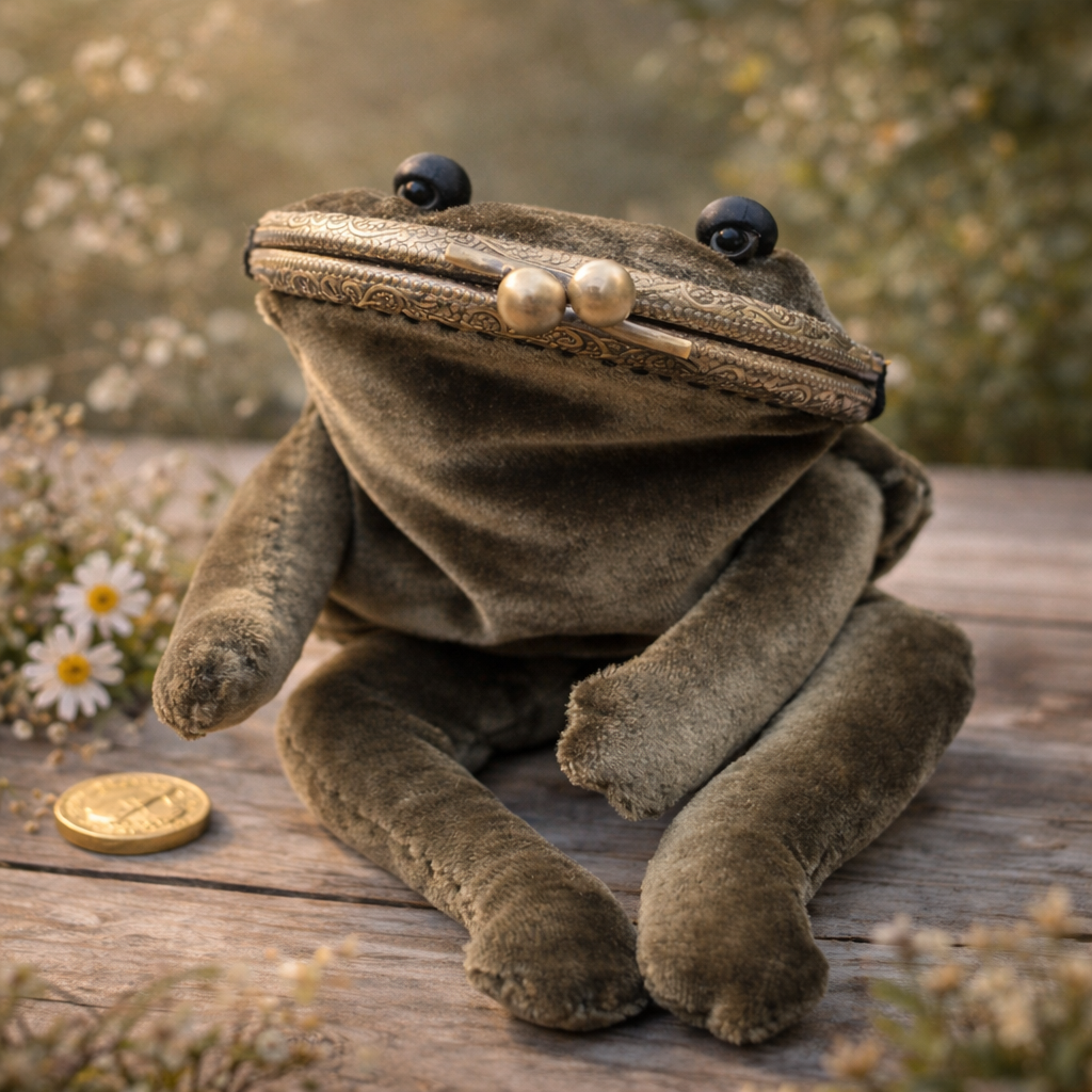 🐸 Whimsical Handsewn Velvet Frog Coin Purse