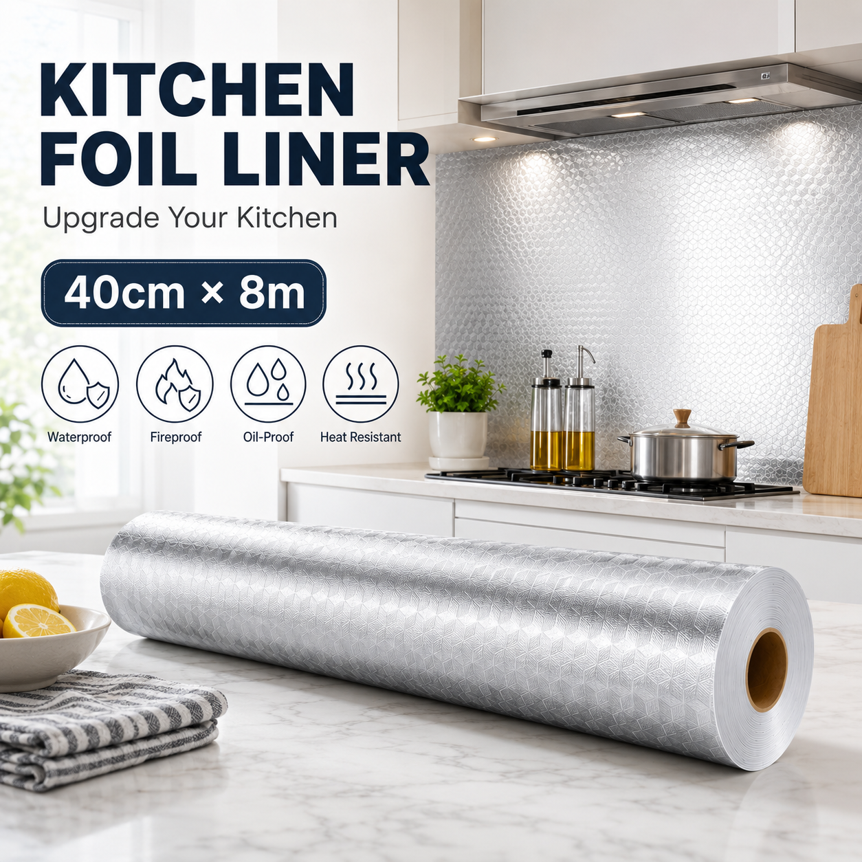 💧Oil-Proof & Waterproof✨ Easy-Clean Kitchen Wallpaper
