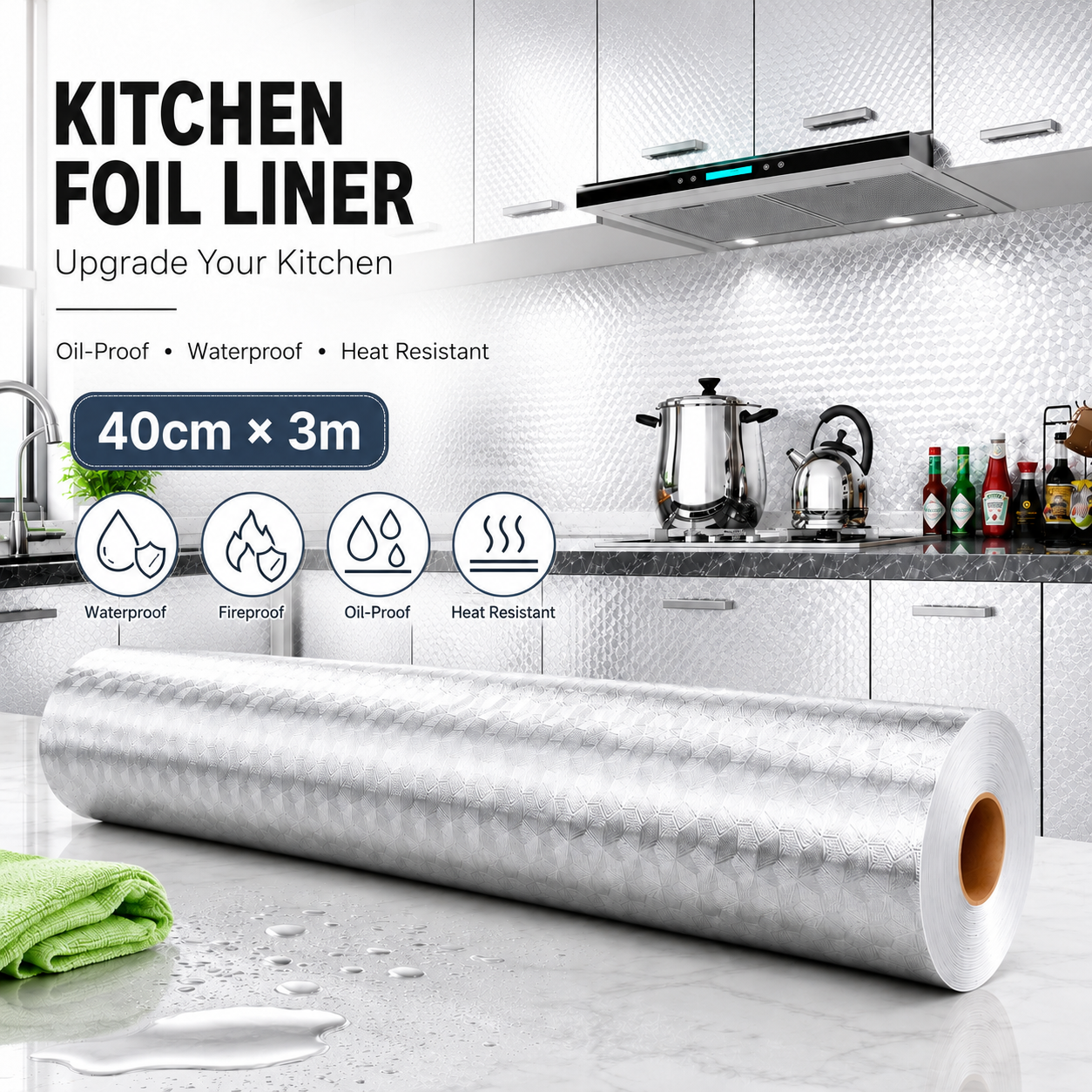 💧Oil-Proof & Waterproof✨ Easy-Clean Kitchen Wallpaper