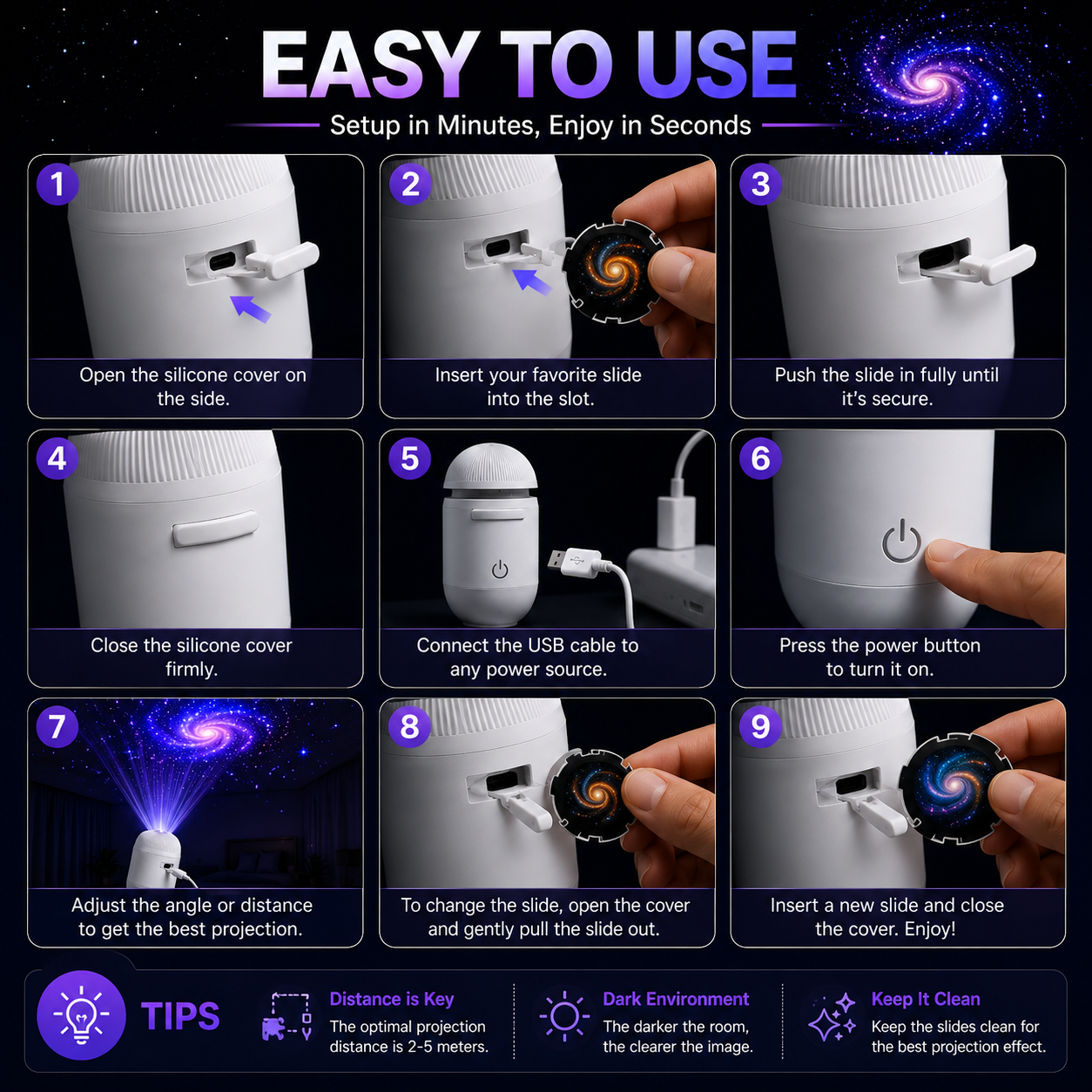 🏆Last Day Promo: 49% OFF - 🌌✨Galaxy Slides Star Projector