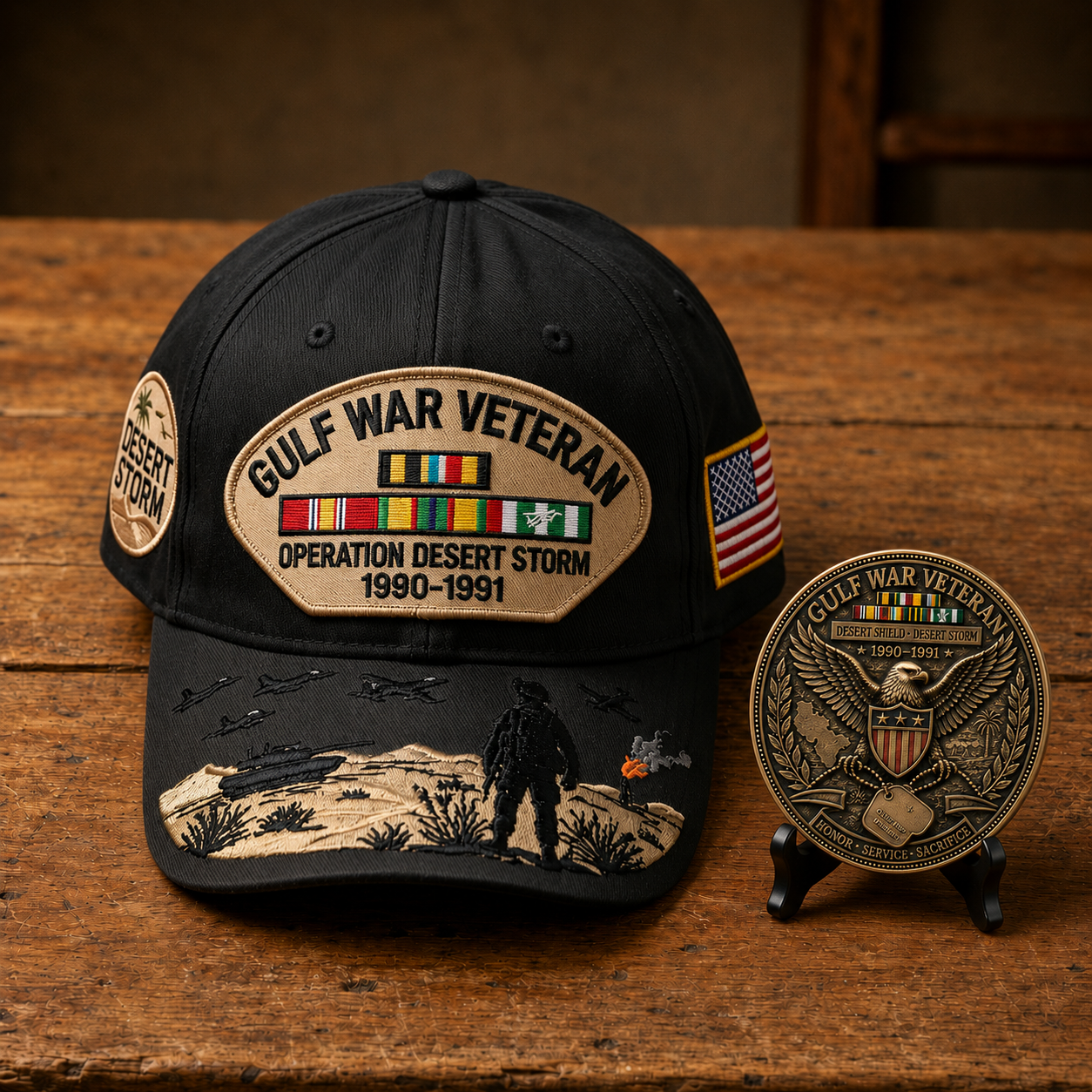 ⚡ Limited Production -Stock Moves Quickly ⚡Gulf War Veteran Tribute Cap🎁 Free Honor Coin With Every Cap Purchase