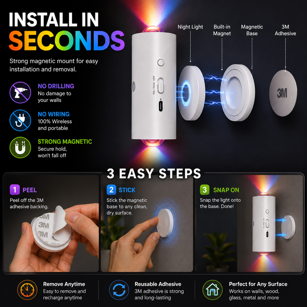 🎁Last Day Promo: 70% OFF - 🌈✨Smart Rechargeable LED Night Light with Motion Sensor – RGB Gradient Ambient Lighting