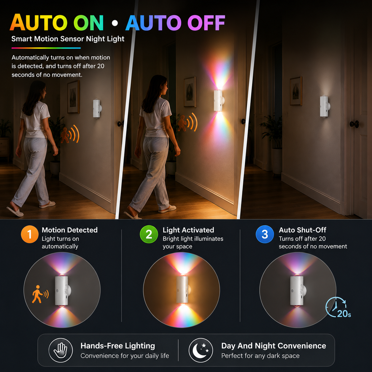 🎁Last Day Promo: 70% OFF - 🌈✨Smart Rechargeable LED Night Light with Motion Sensor – RGB Gradient Ambient Lighting