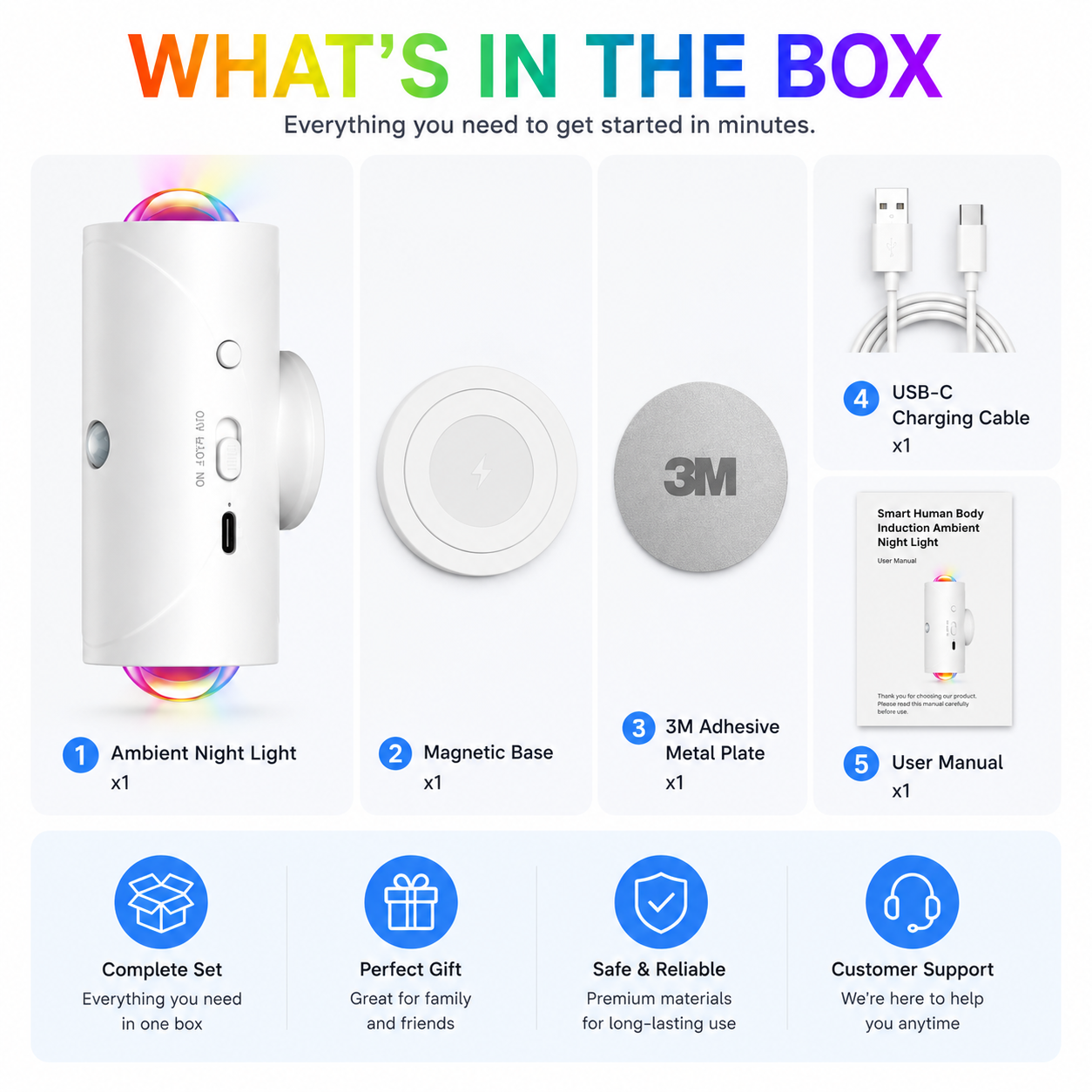 🎁Last Day Promo: 70% OFF - 🌈✨Smart Rechargeable LED Night Light with Motion Sensor – RGB Gradient Ambient Lighting
