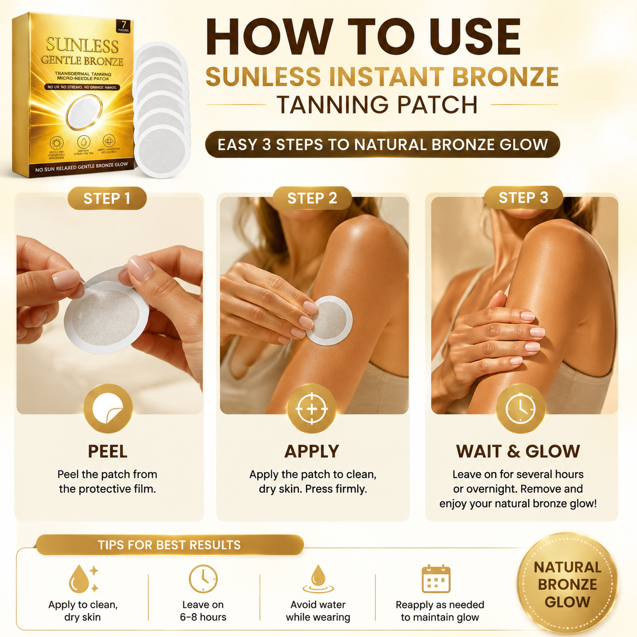 🔥FLASH SALE 70% OFF -☀️✨ Sunless Instant Bronze Tanning Patch