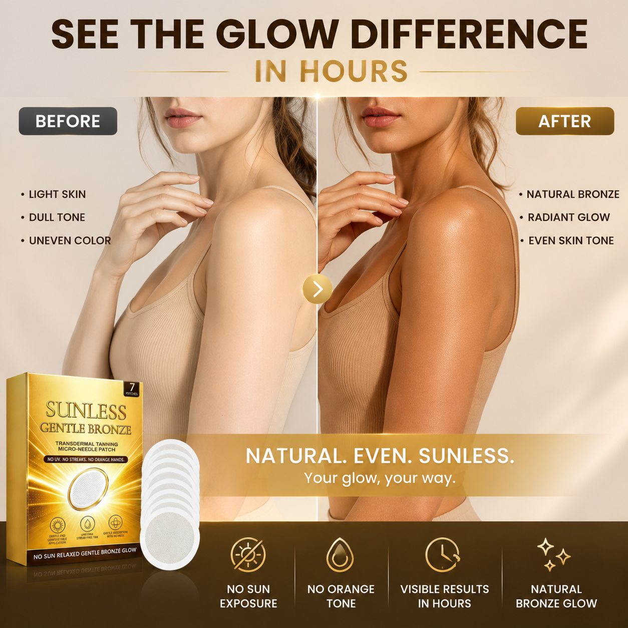 🔥FLASH SALE 70% OFF -☀️✨ Sunless Instant Bronze Tanning Patch
