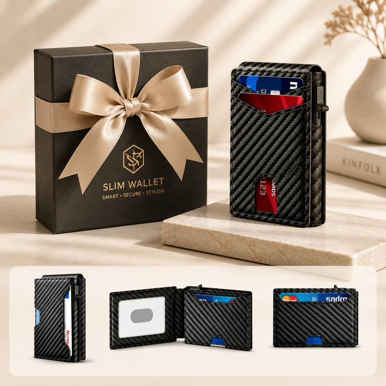🎁 The Perfect Father's Day Gift for Dad💼Premium RFID Blocking Wallet with Quick Card Access & ID Window