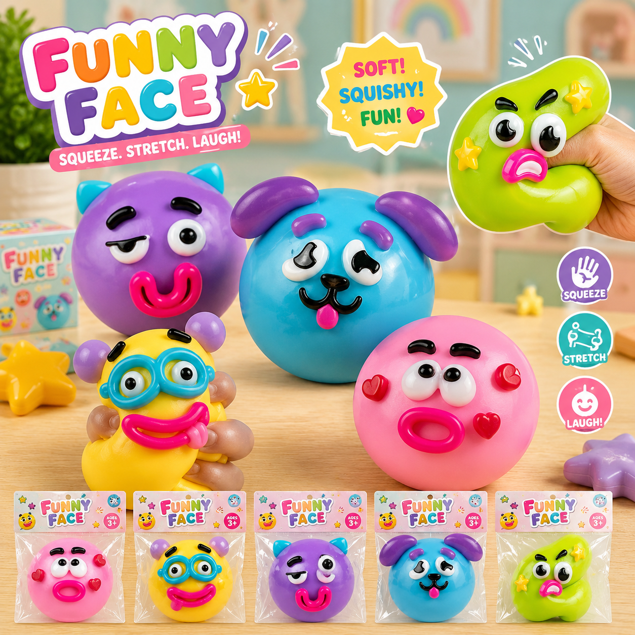 🐶 Soft Maltose Squishy Toy – Portable Stress Relief & Sensory Fun