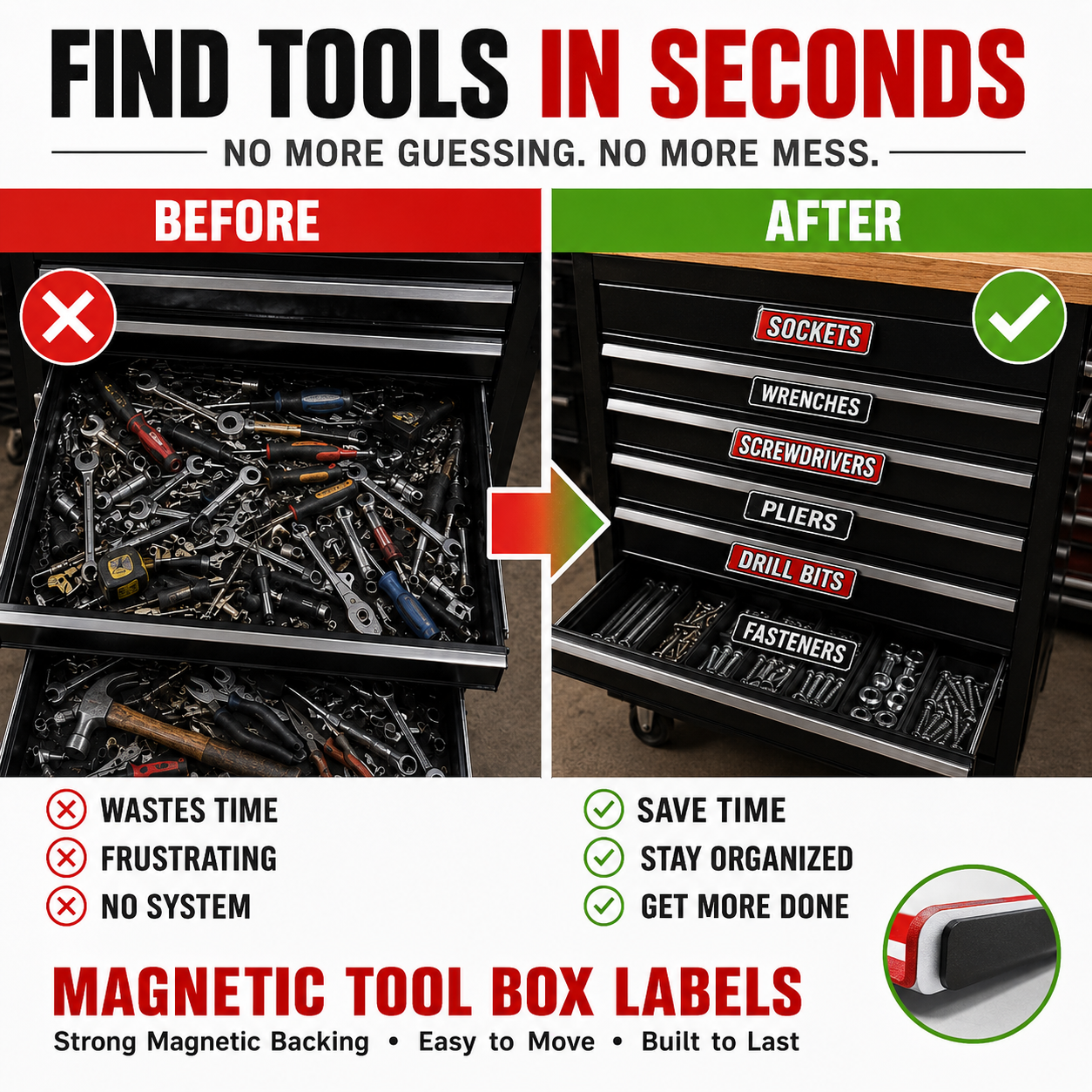 🏆Limited Time Sale 70% OFF -🧲Custom Magnetic Toolbox Labels 🔧12-Pack 3D Printed Organizer Set