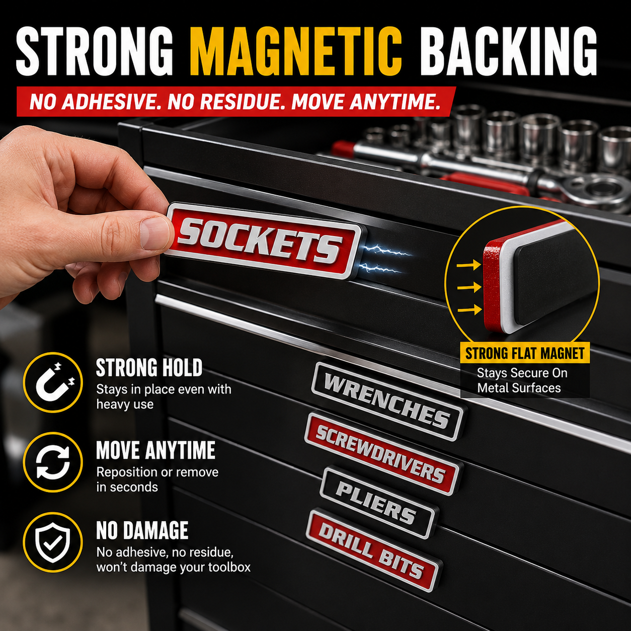 🏆Limited Time Sale 70% OFF -🧲Custom Magnetic Toolbox Labels 🔧12-Pack 3D Printed Organizer Set