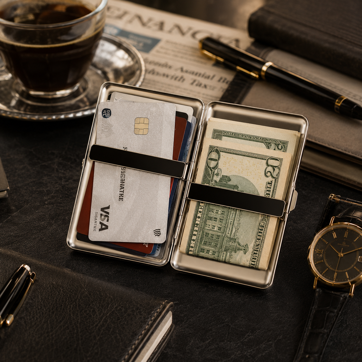 🔥 Limited Time 70% OFF💳 Vintage Art Deco Card & Cash Case — RFID Protection 🖤🔒