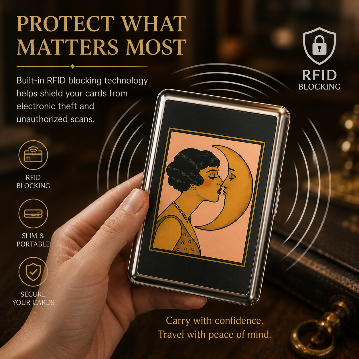🔥 Limited Time 70% OFF💳 Vintage Art Deco Card & Cash Case — RFID Protection 🖤🔒