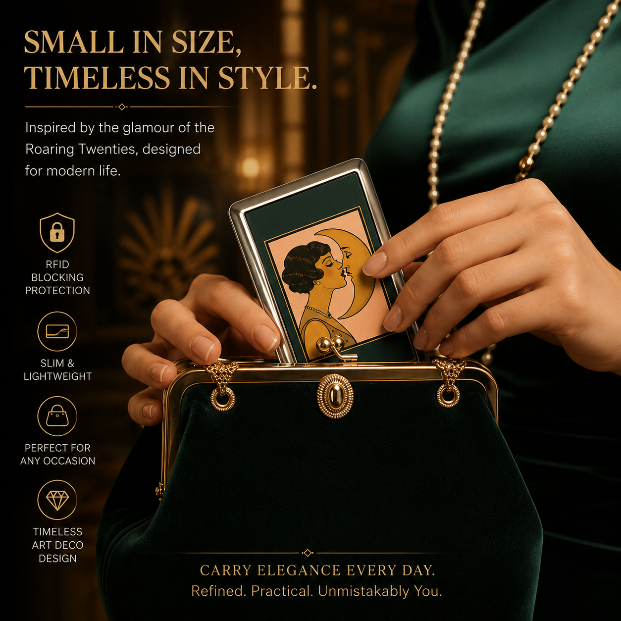 🔥 Limited Time 70% OFF💳 Vintage Art Deco Card & Cash Case — RFID Protection 🖤🔒