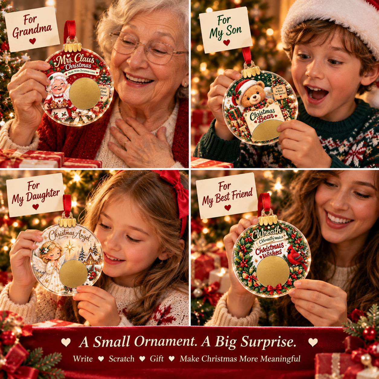 Multiple Scratch to Reveal Christmas ornaments hanging together