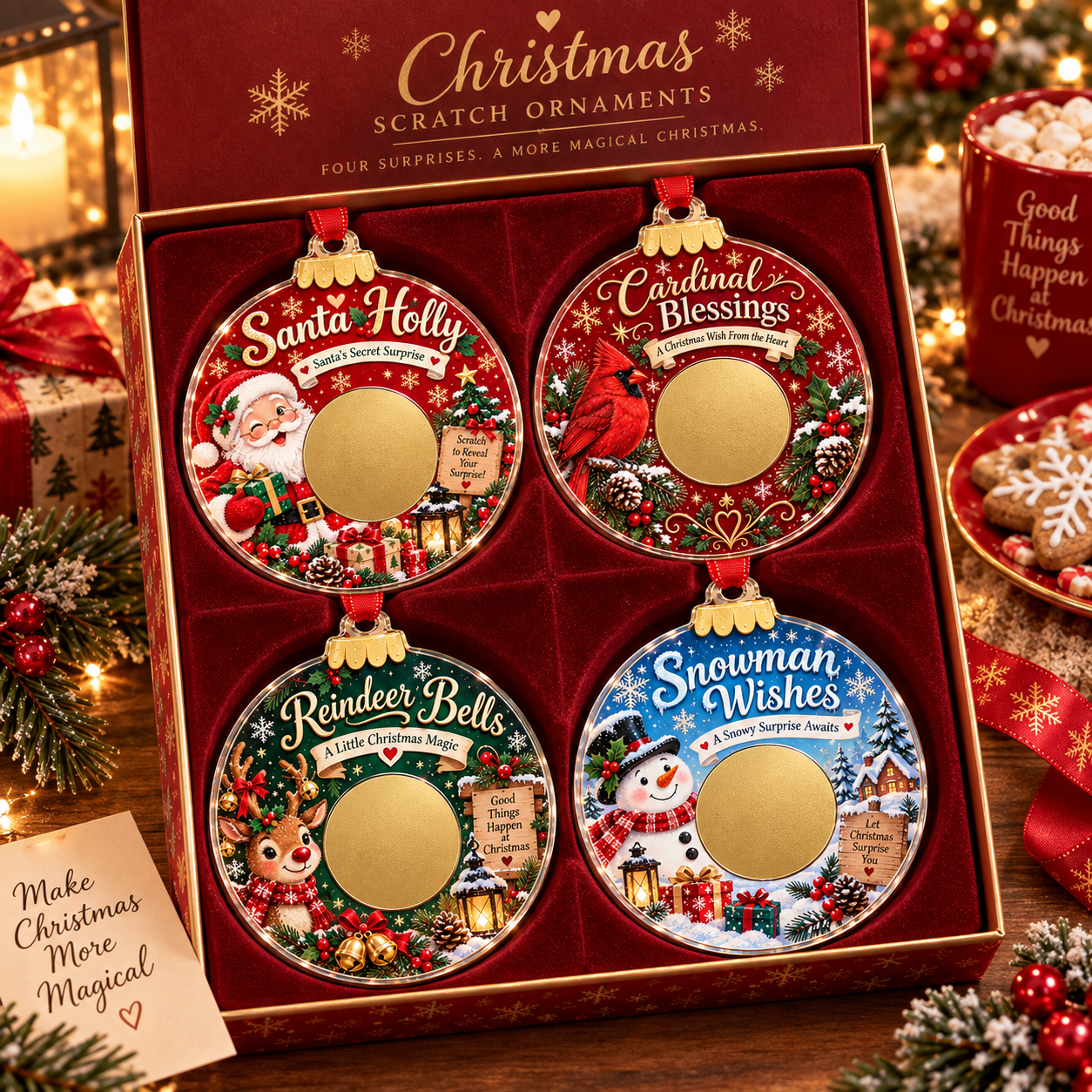 Christmas Scratch Surprise Ornament size 10 cm 3.94 inches