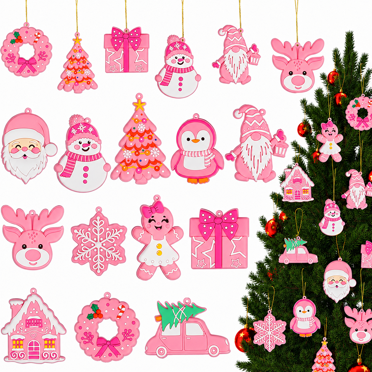 🎀 Pinkmas Christmas Ornament Set – 12PCS Pink Tree Decorations