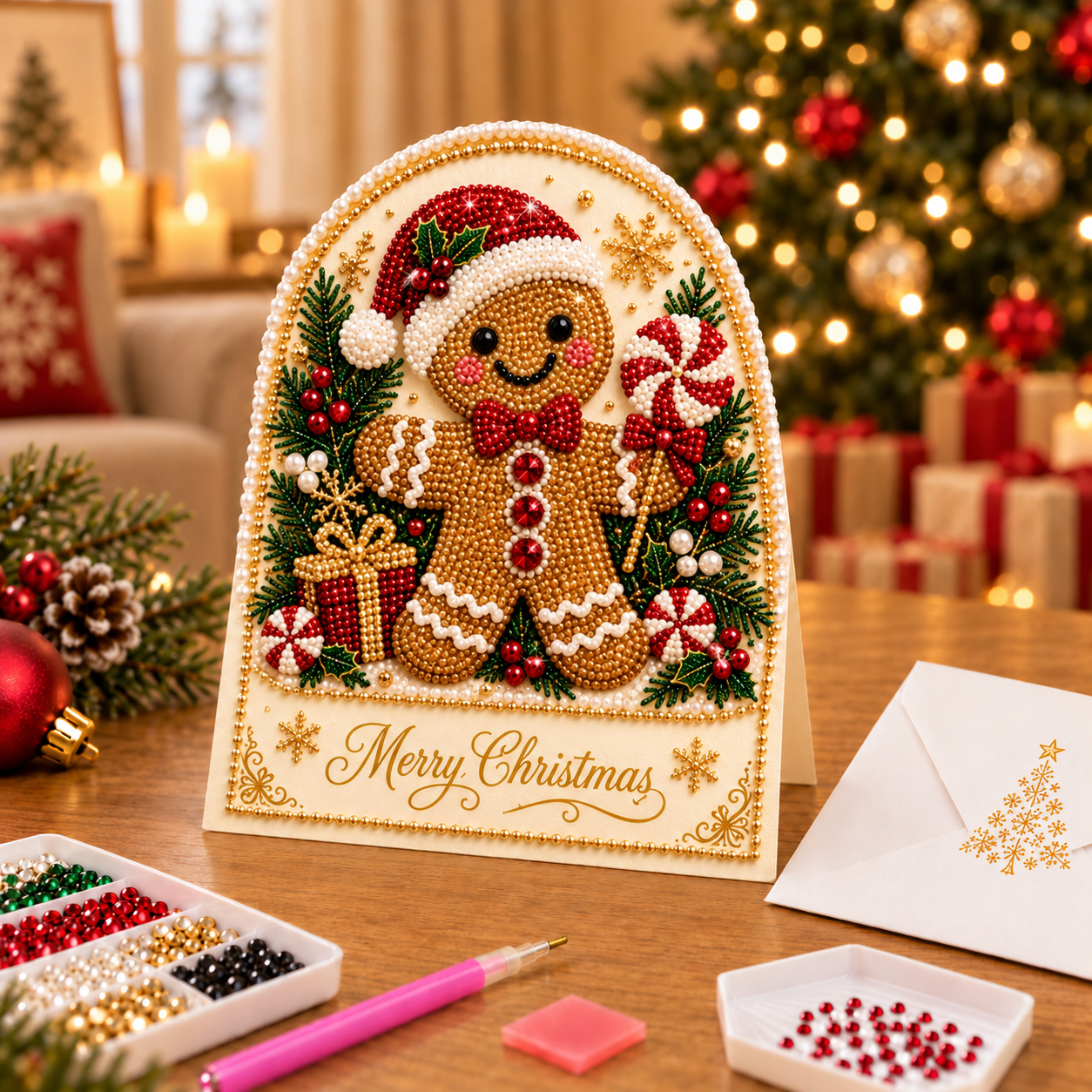 🔥Last 55pcs🎉-DIY Christmas Diamond Art Greeting Card Kit