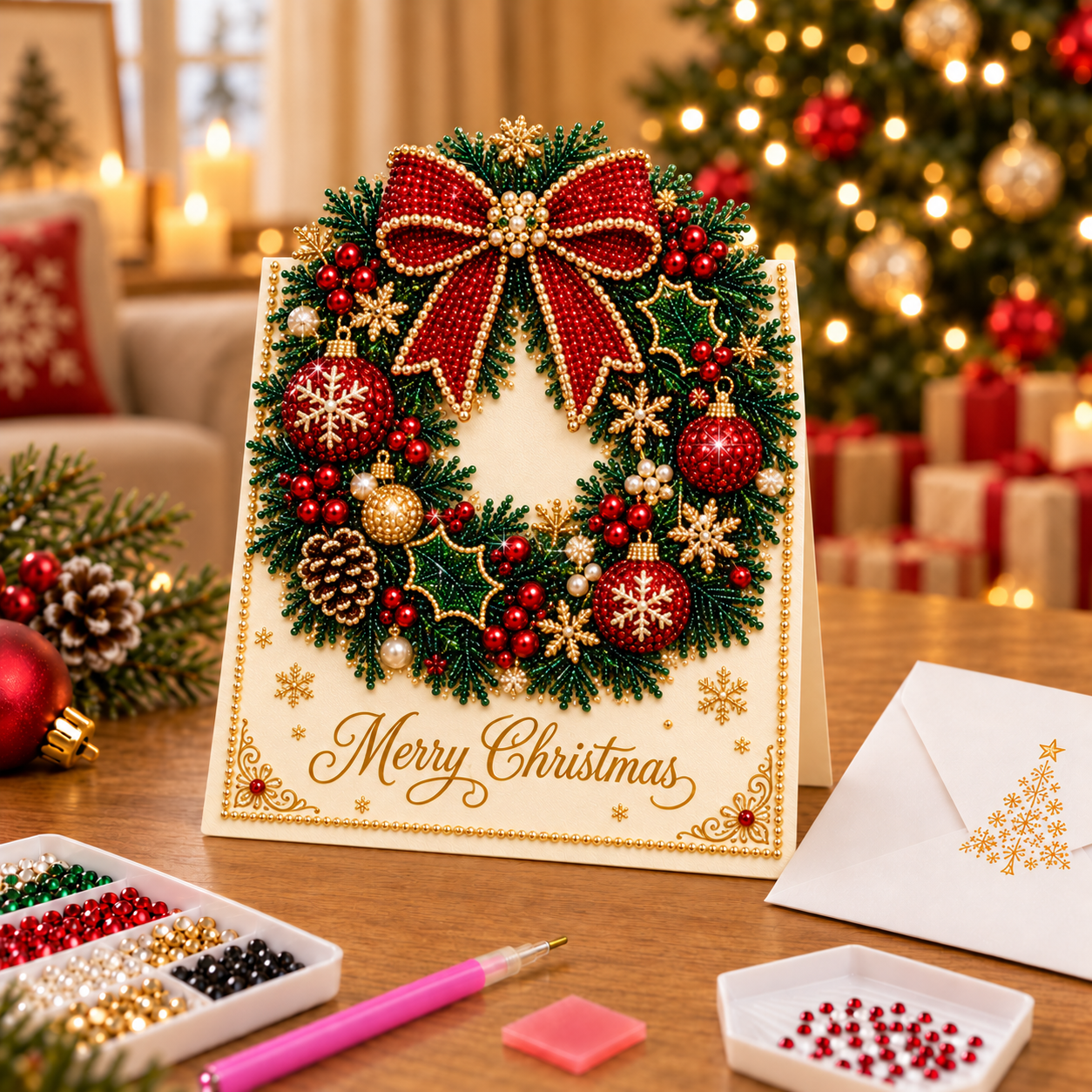 🔥Last 55pcs🎉-DIY Christmas Diamond Art Greeting Card Kit