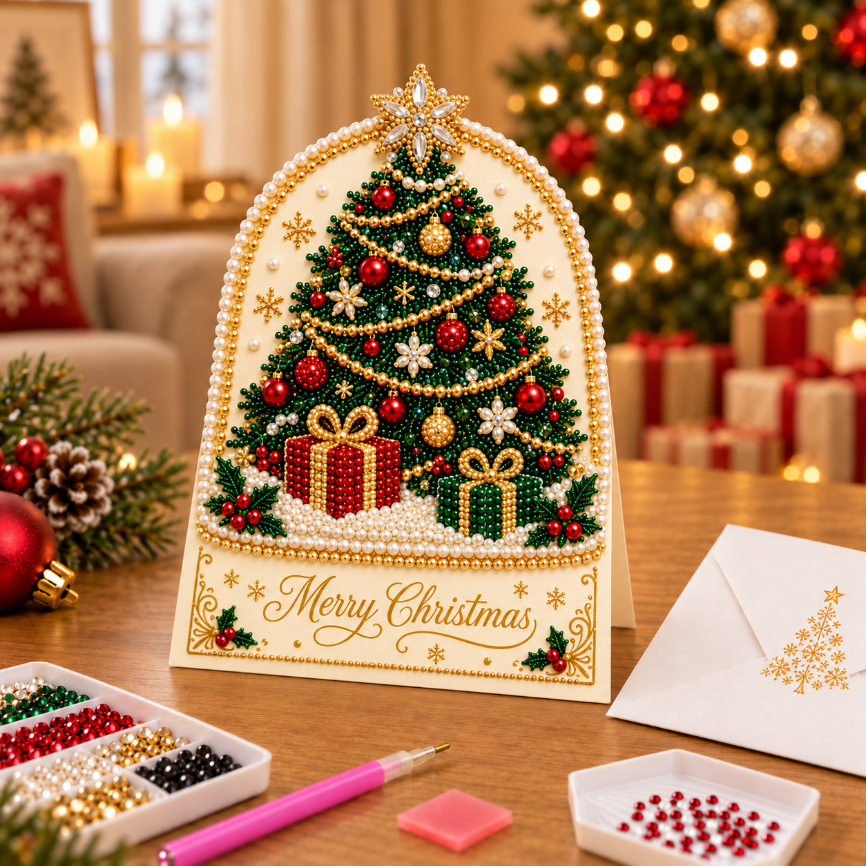 🔥Last 55pcs🎉-DIY Christmas Diamond Art Greeting Card Kit