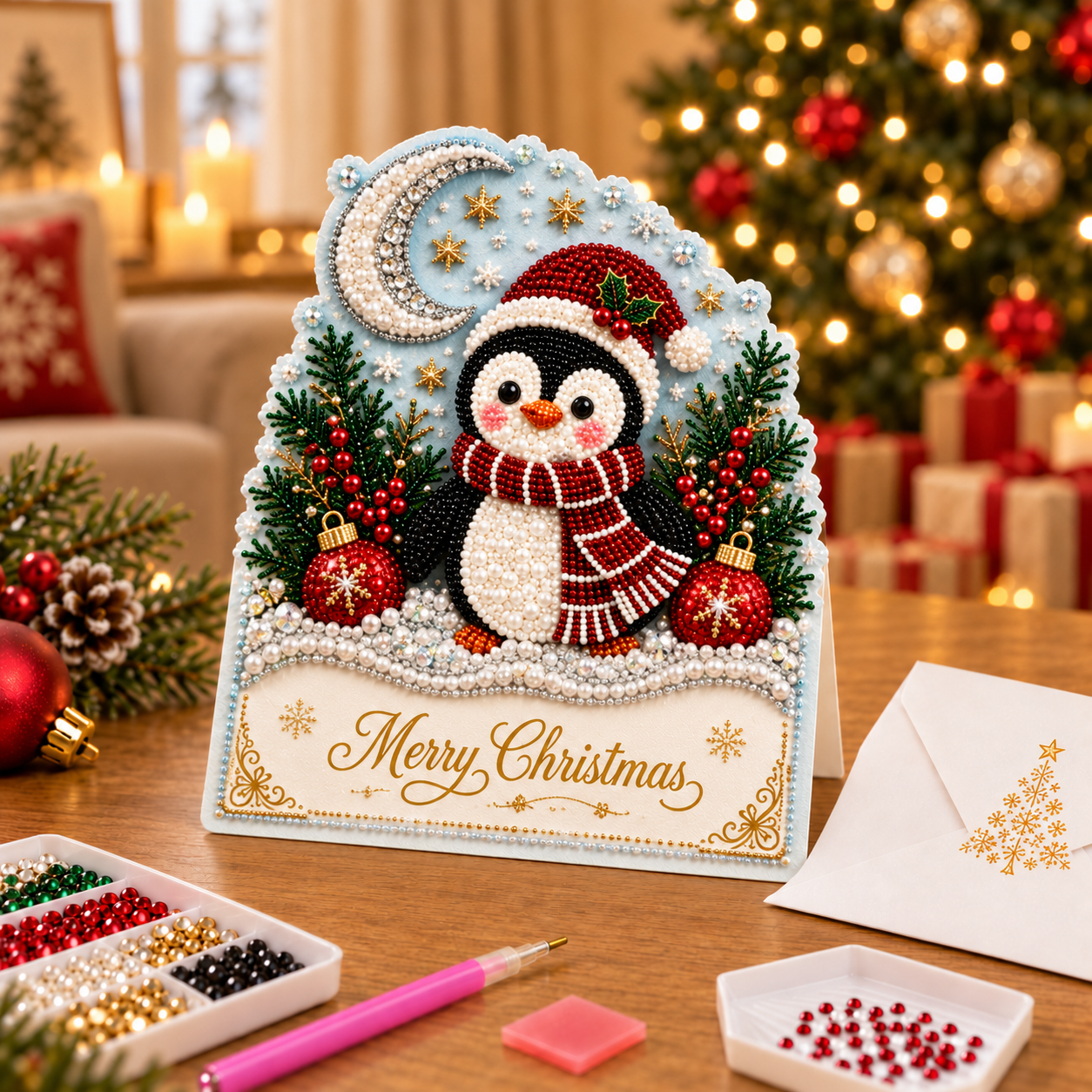 🔥Last 55pcs🎉-DIY Christmas Diamond Art Greeting Card Kit