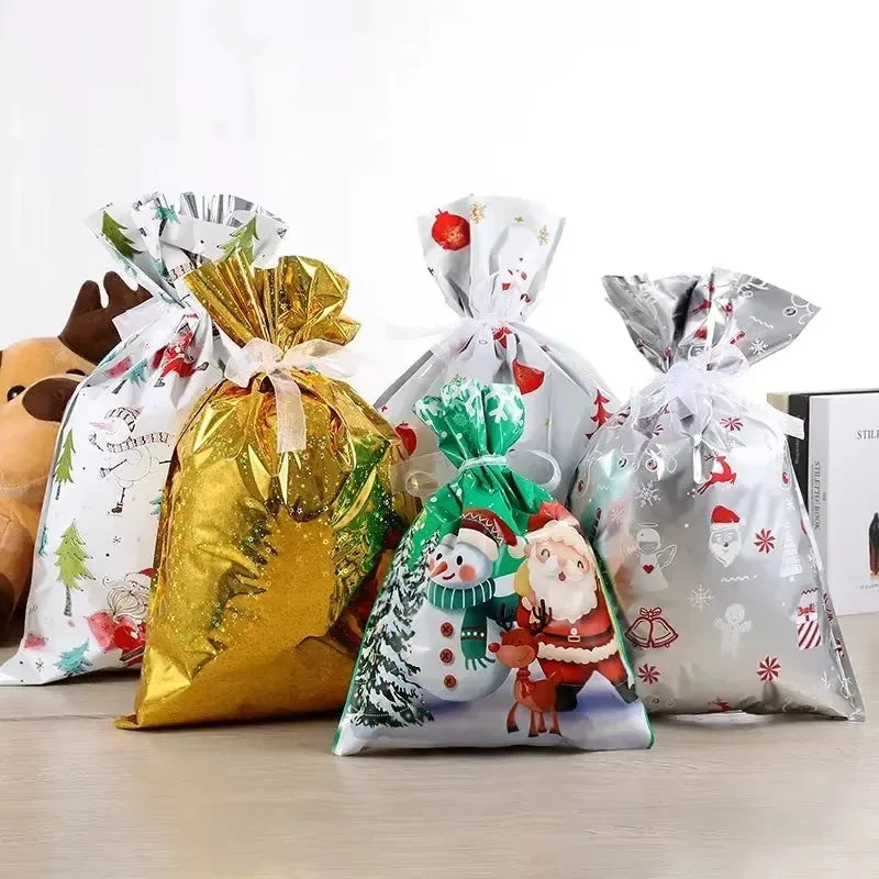 Reusable Christmas drawstring gift bags
