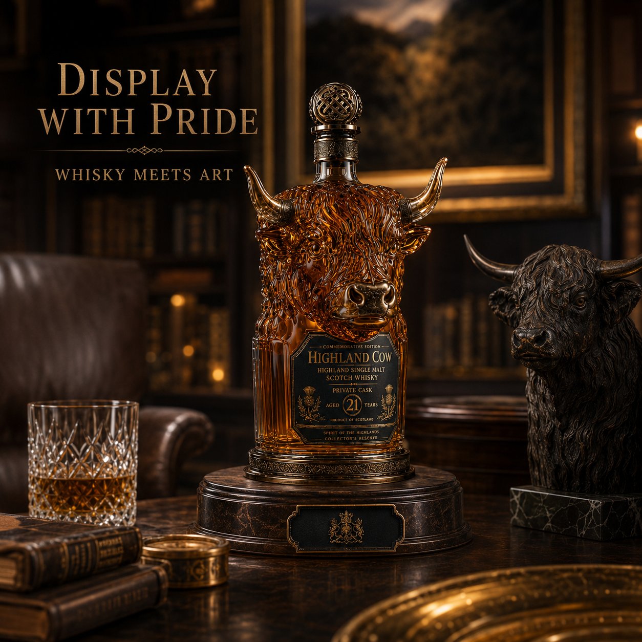 🔥LAST DAY 70% OFF -Scottish Highland Cow Whisky Bottle