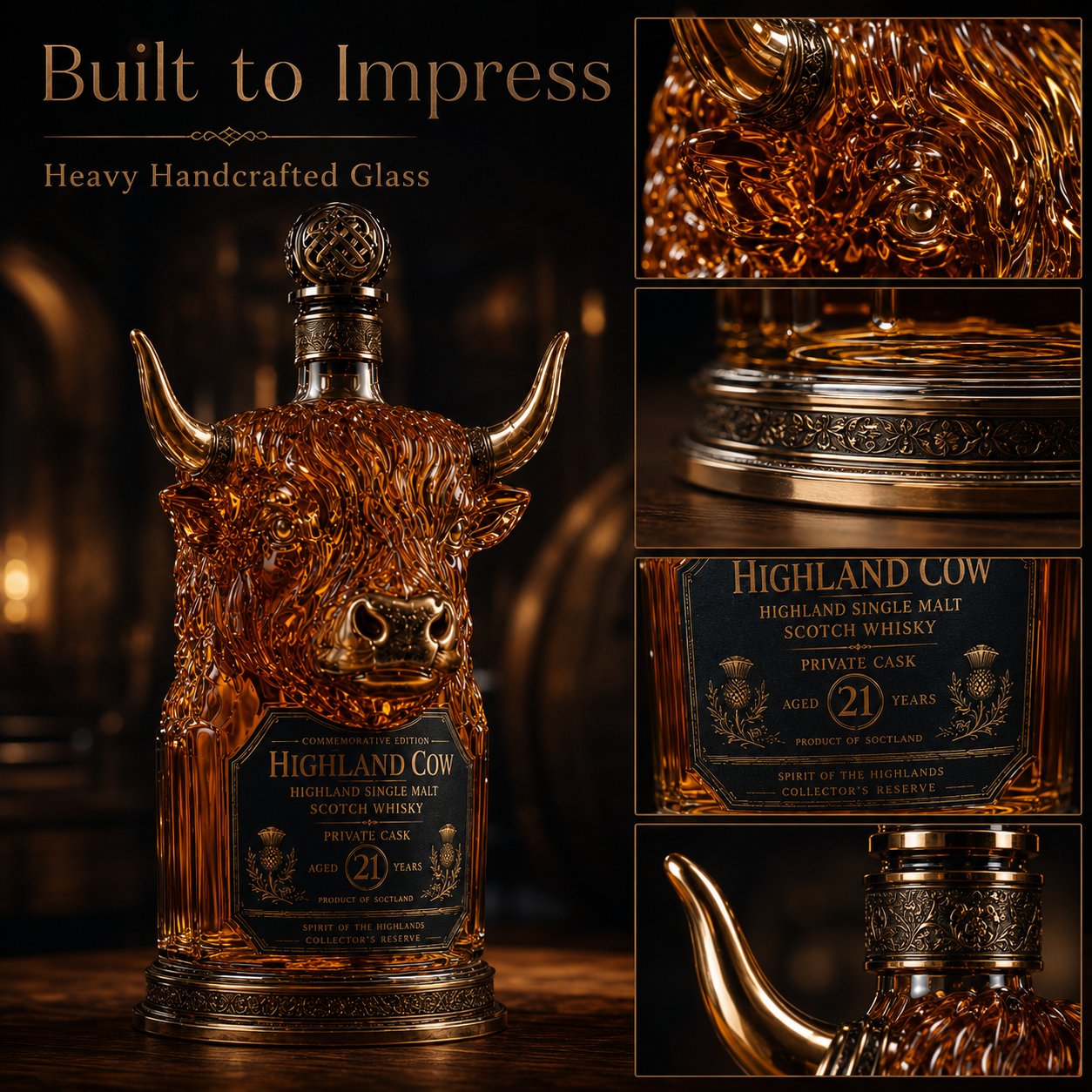 🔥LAST DAY 70% OFF -Scottish Highland Cow Whisky Bottle
