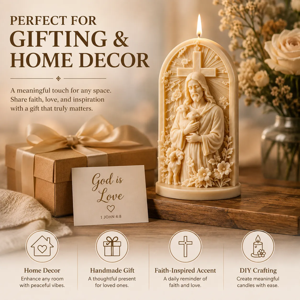 ⏳70% OFF – ✝️ Good Shepherd Jesus 3D Candle Mold Set