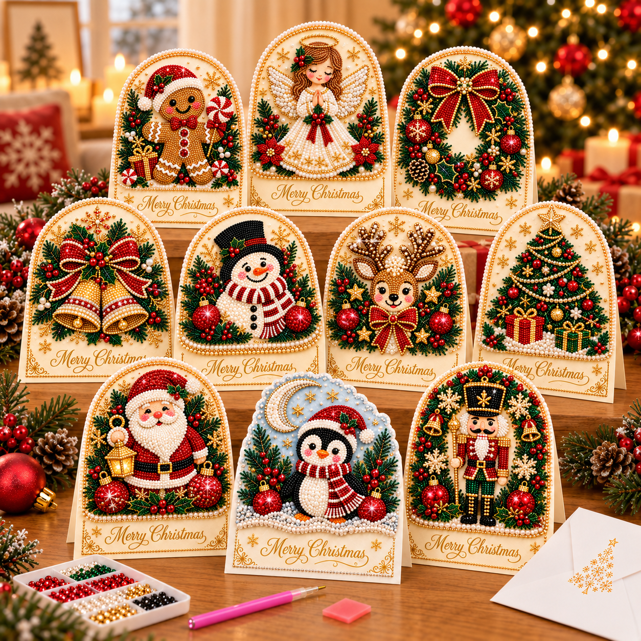 🔥Last 55pcs🎉-DIY Christmas Diamond Art Greeting Card Kit